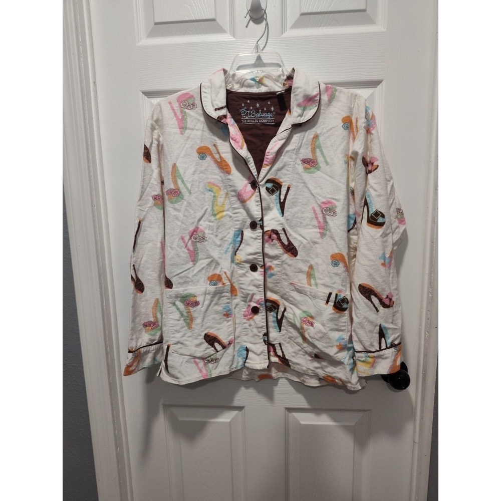 PJ Salvage Pajama‎ Top Multicolored High Heels print 100% Cotton Flannel Medium